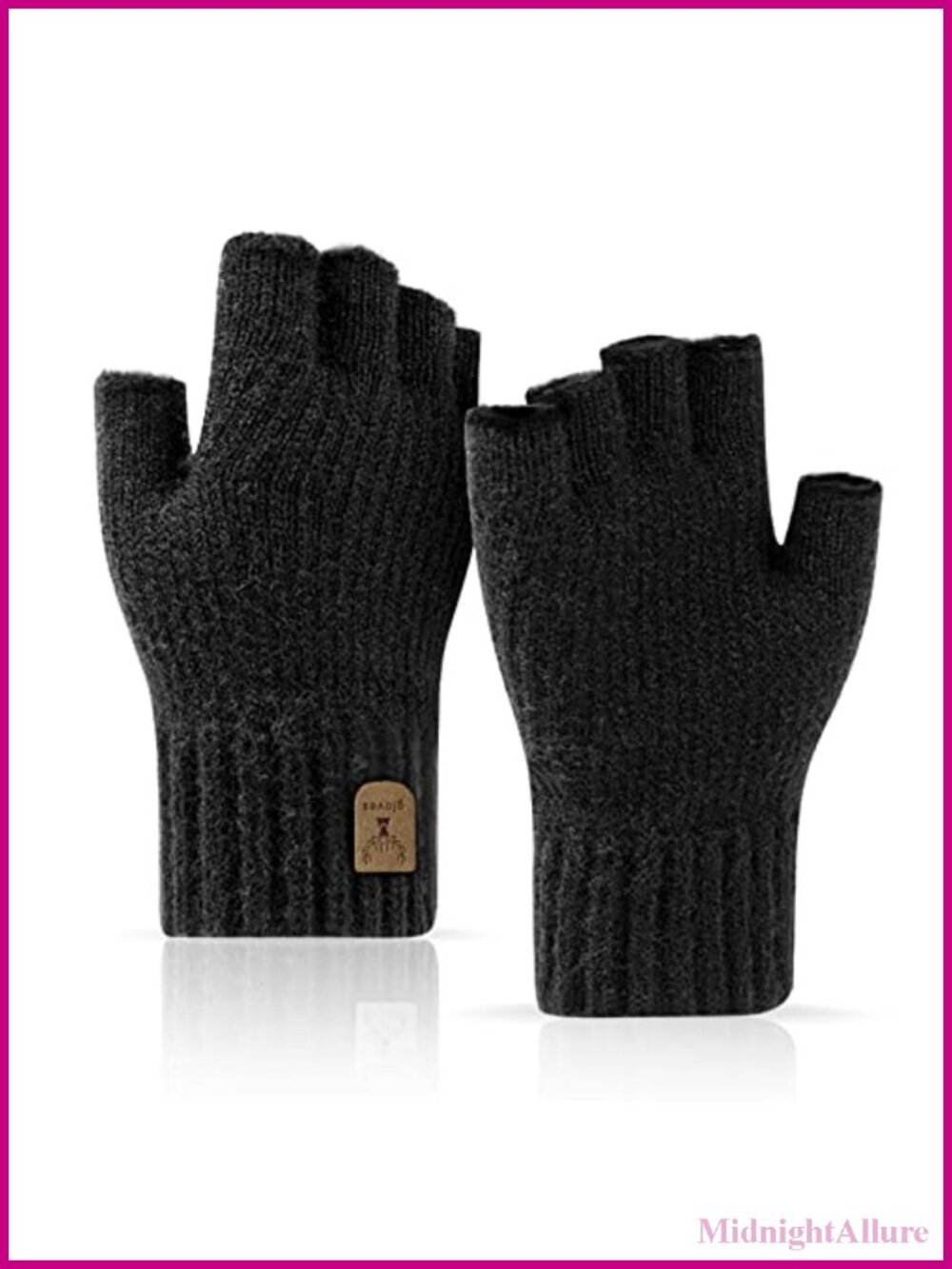 Fingerless Winter Gloves Half Finger Knitted Warm Fleece Lined for Men Women